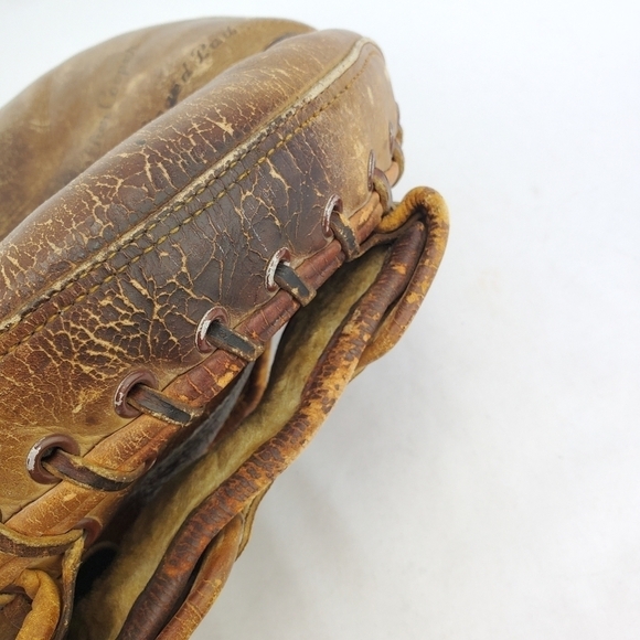 RAWLINGS Catcher Mitt Walker Cooper 10.5” RHT Leather Baseball Glove VTG 50s 60s - Picture 11 of 16
